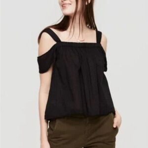 Black Cold Shoulder Lightweight Blousy Top by Lou & Grey - NWTS! Medium